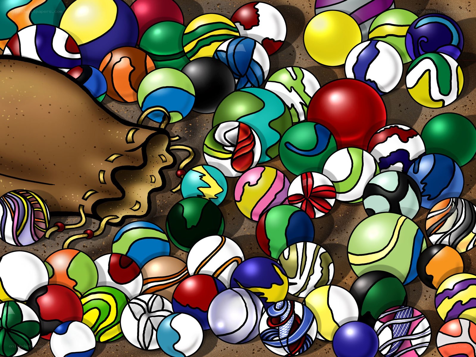 colorful marbles spilling from a bag