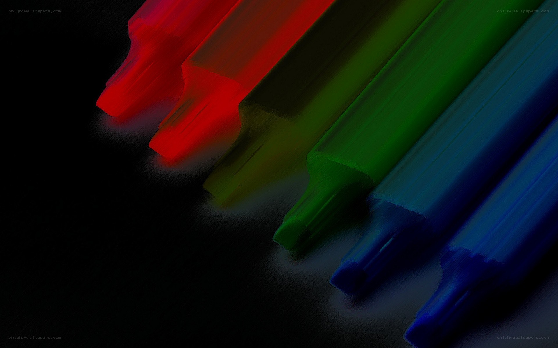 Colorful markers on black