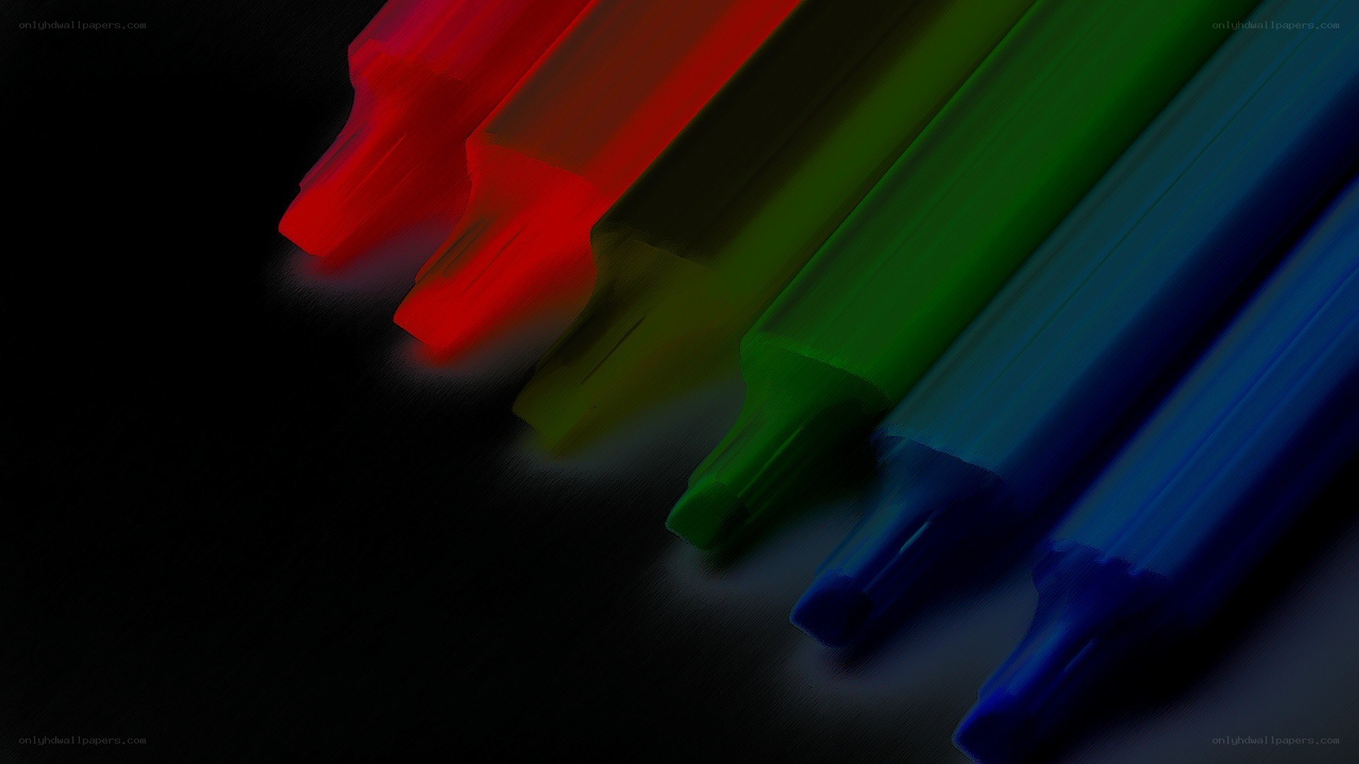 Colorful markers on black
