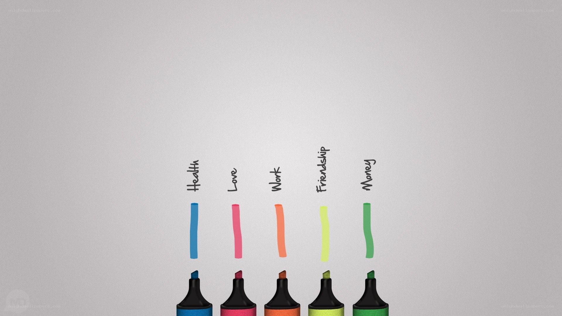 Colorful markers with life values