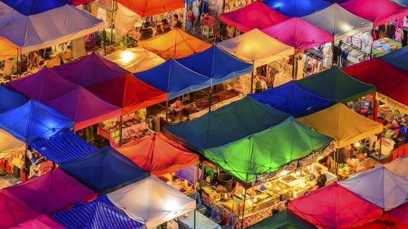 Colorful Market Stalls