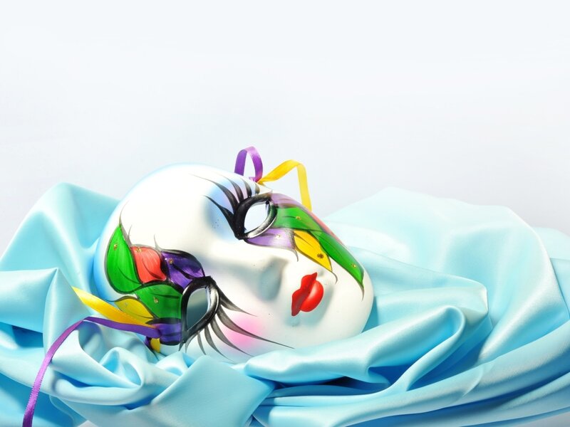 Colorful Mask on Fabric — White, Calm