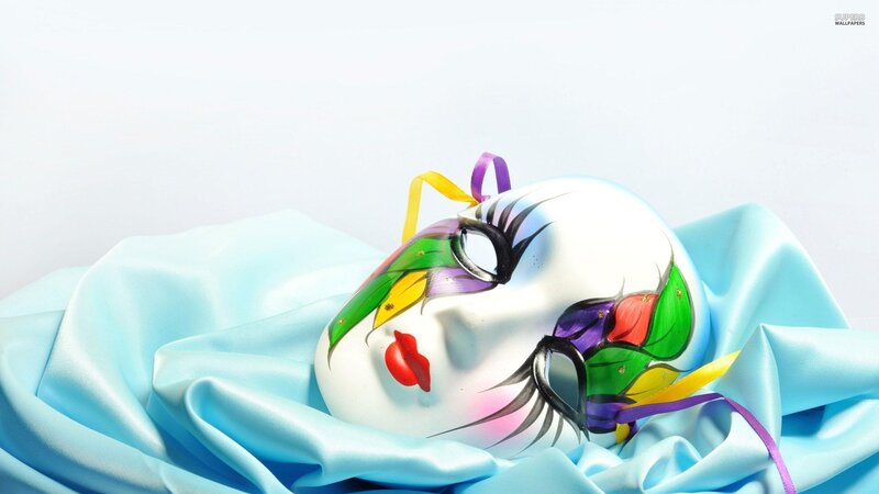 Colorful Mask on Fabric — White