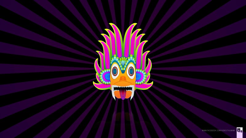colorful mask on purple background