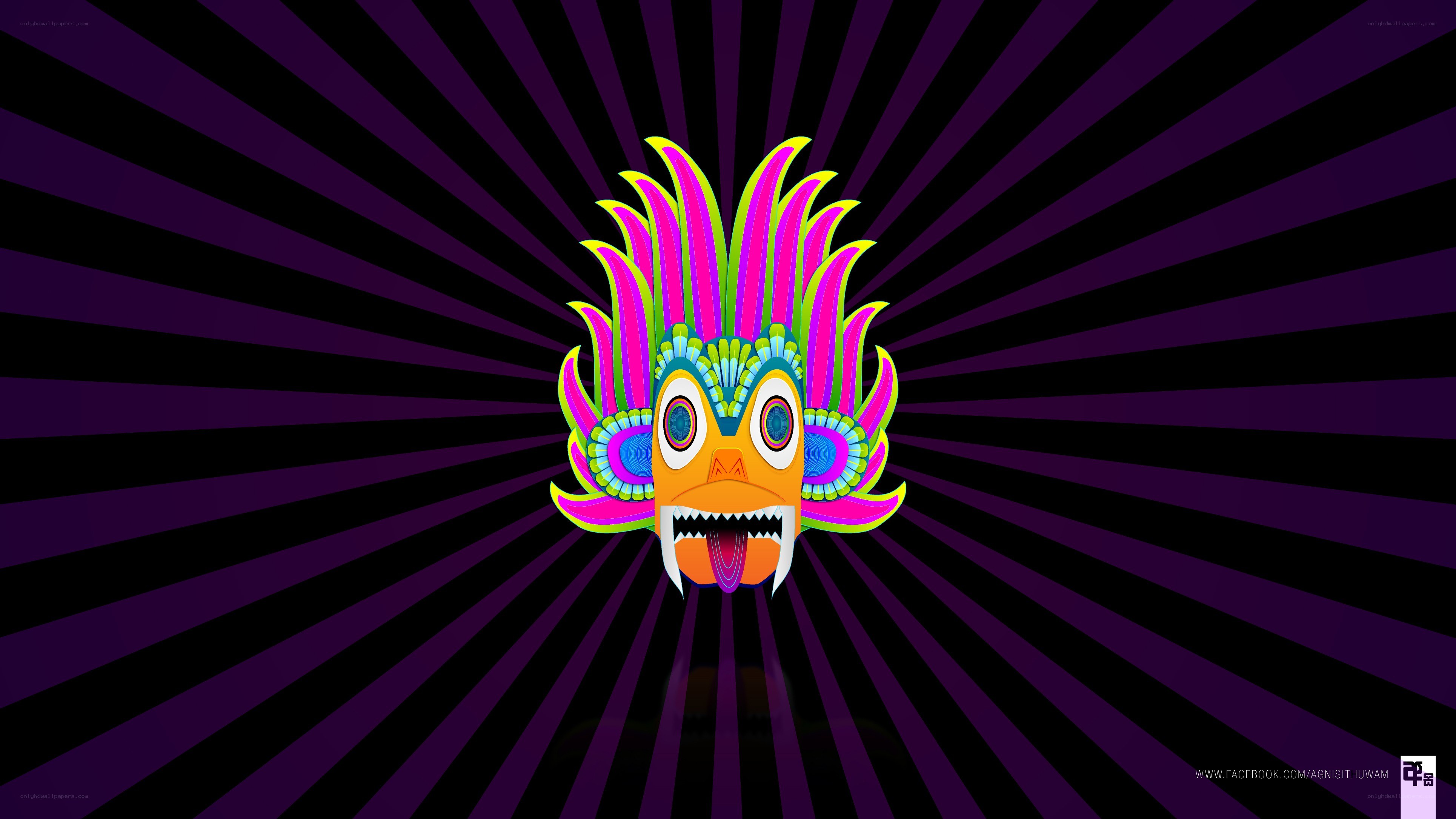 colorful mask on purple background