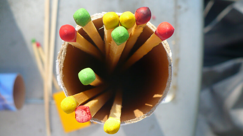 Colorful matches in a tube
