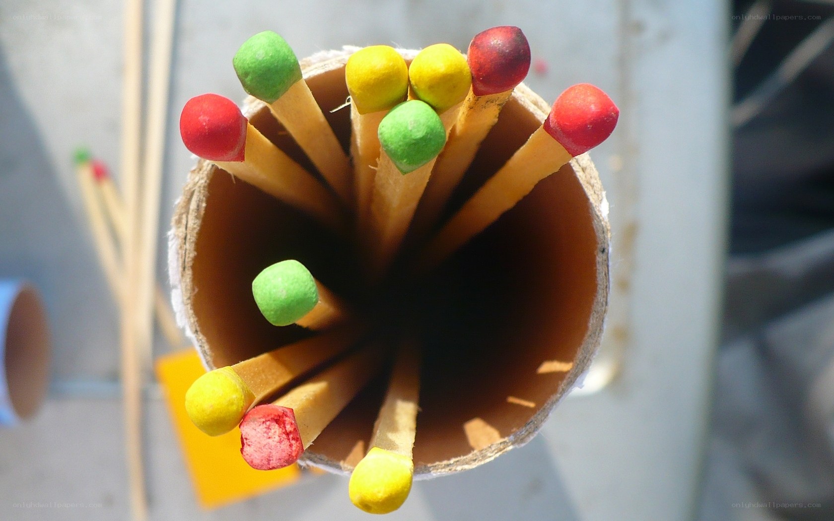 Colorful matches in a tube