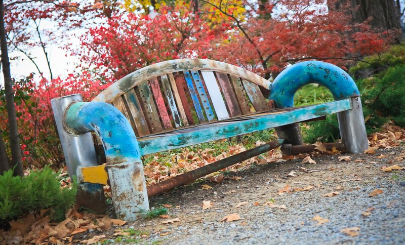 Colorful Metal Bench