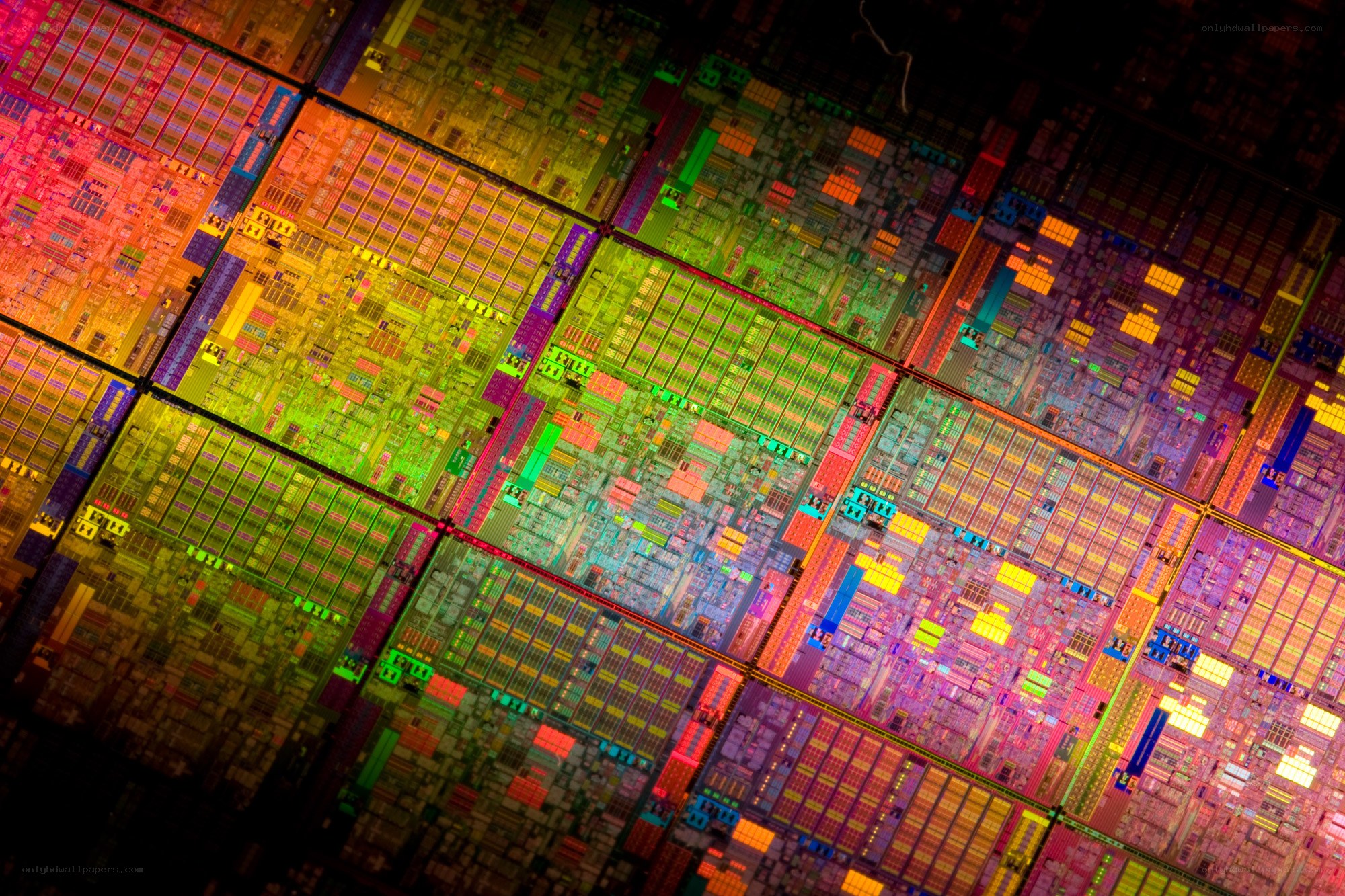 Colorful microchip circuitry