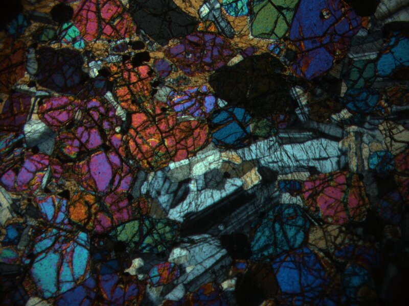 Colorful mineral under polarized light