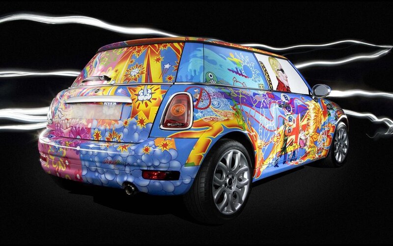 Colorful Mini Cooper Car — Blue
