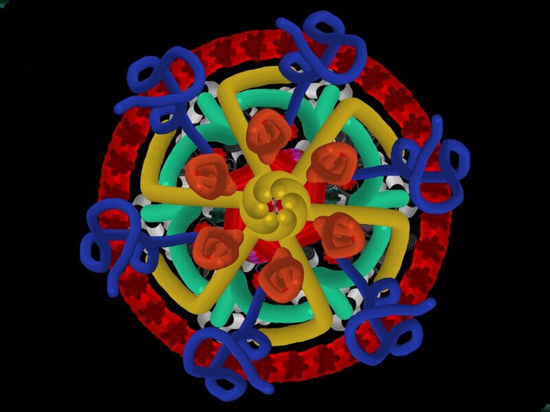 Colorful Molecular Structure — Red
