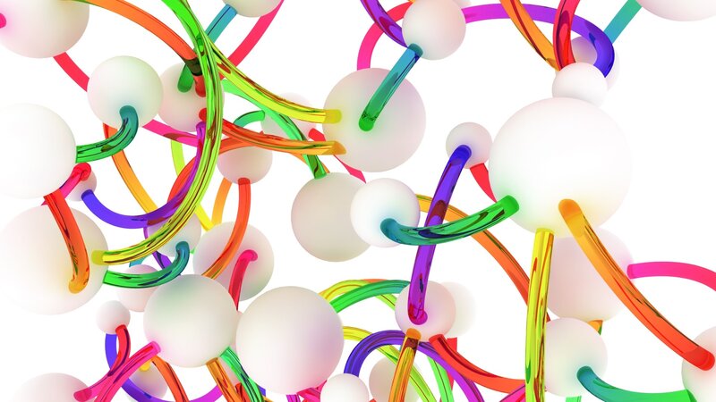 Colorful Molecular Structure — White, Abstract, 3d Render