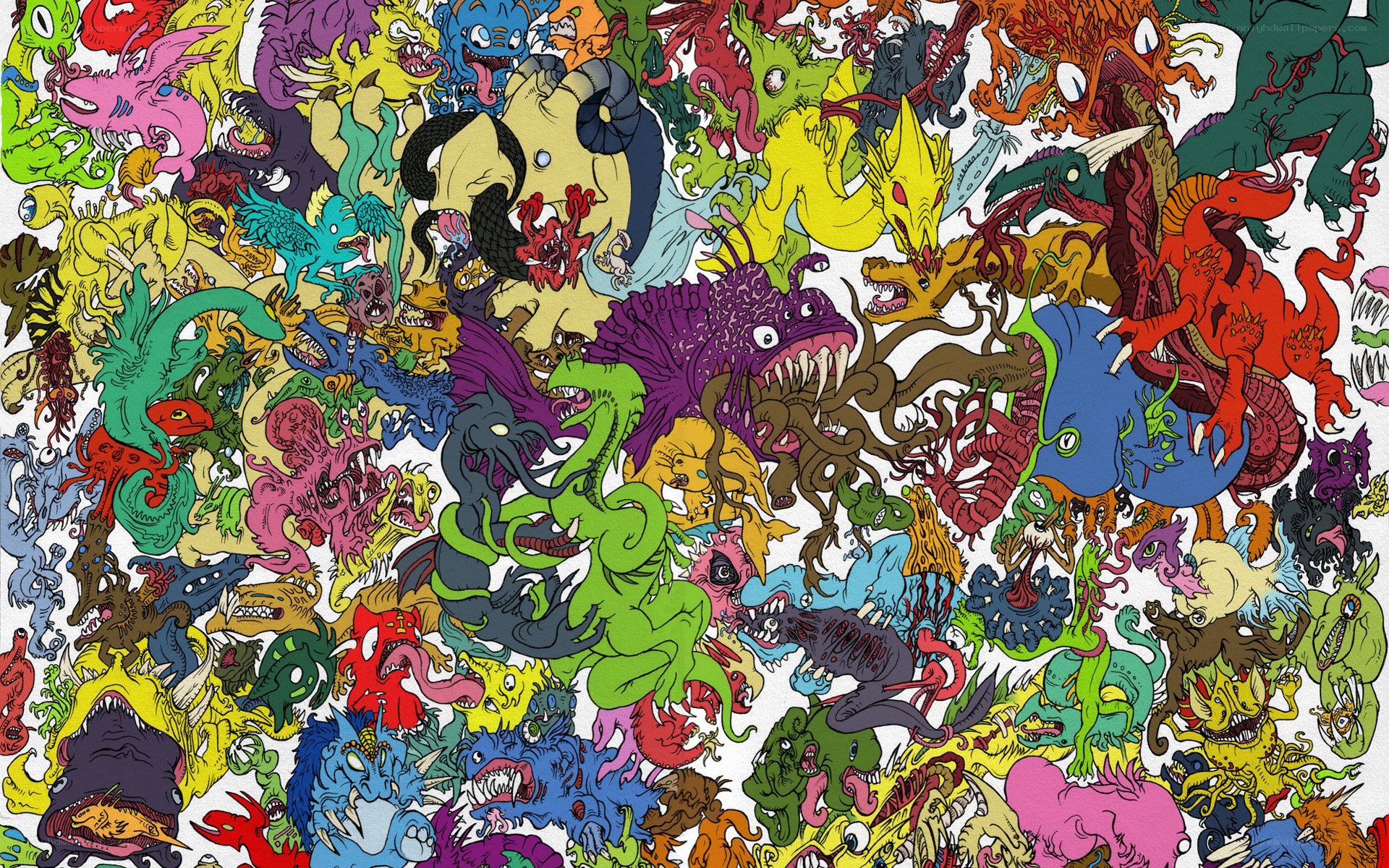Colorful monster collage