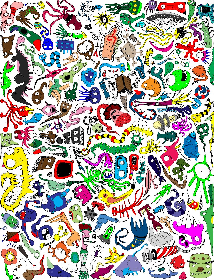 colorful monster doodles