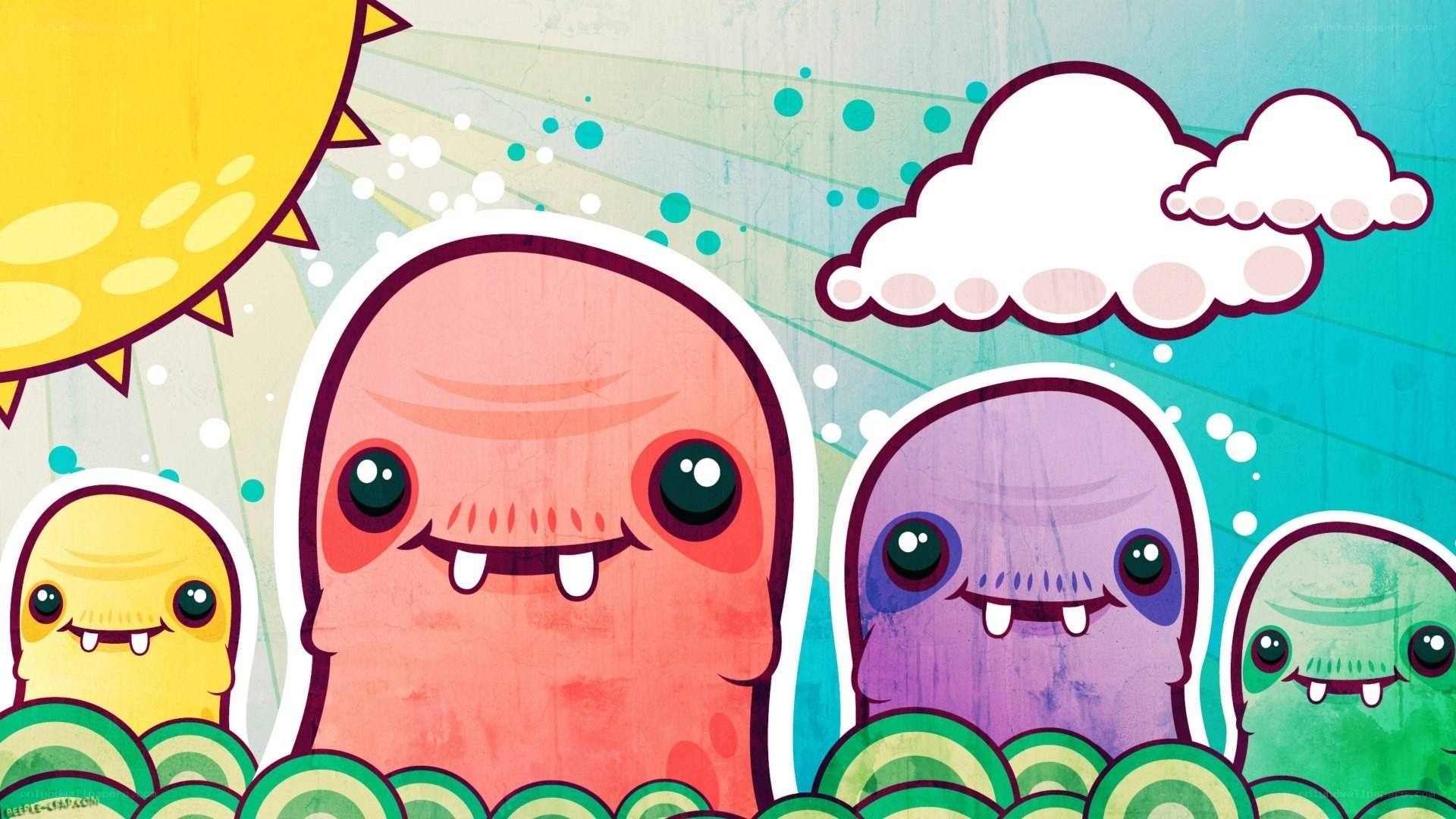 colorful monster friends