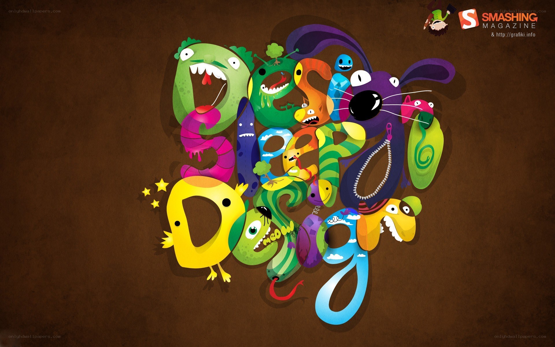 Colorful monster typography art