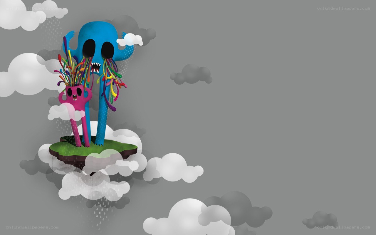 colorful monsters on a cloud