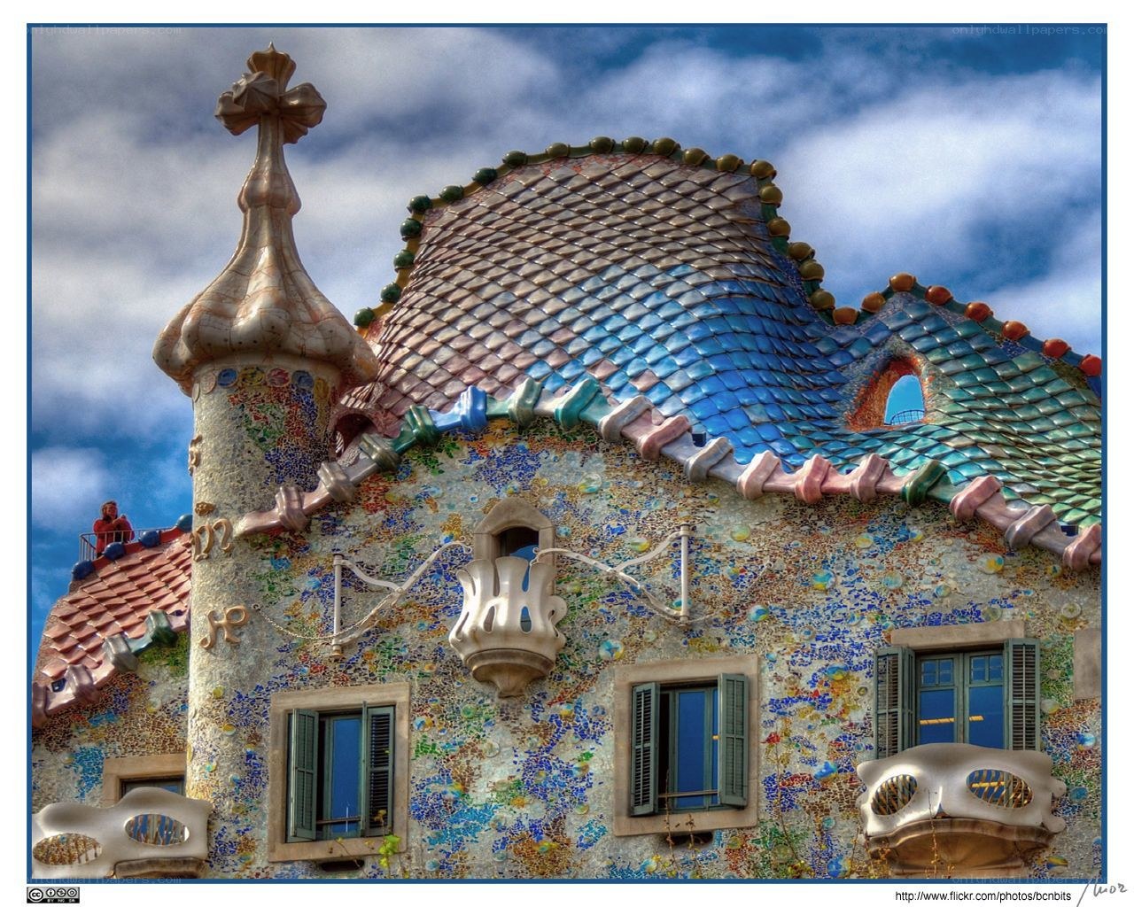 Colorful mosaic building facade