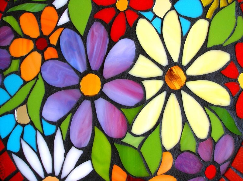 colorful mosaic flower art