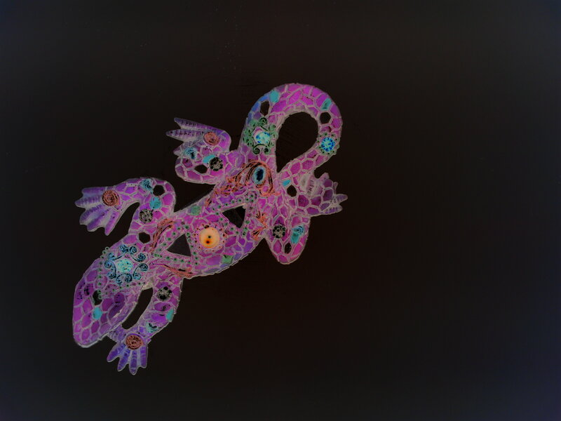 colorful mosaic lizard art