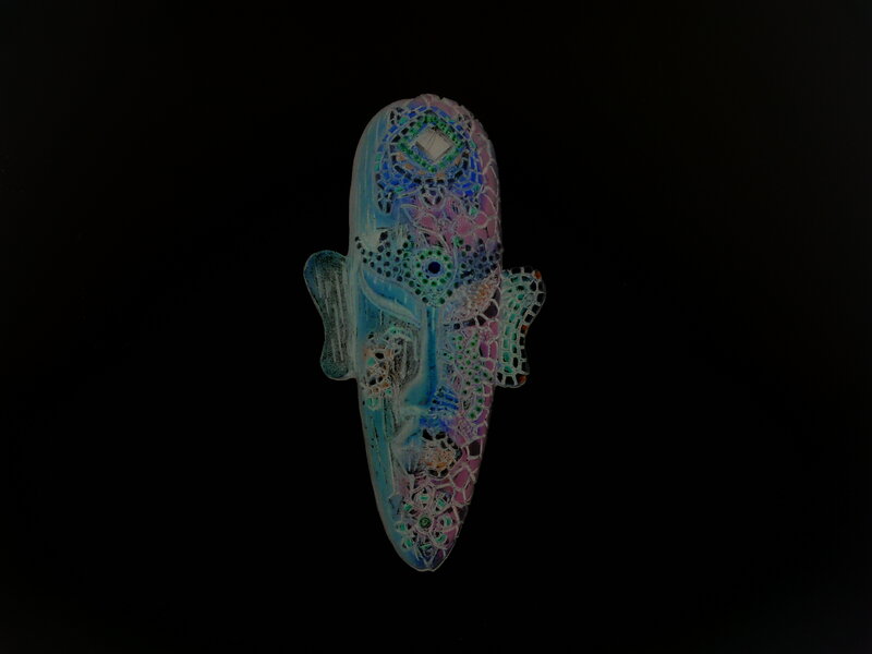 colorful mosaic mask art