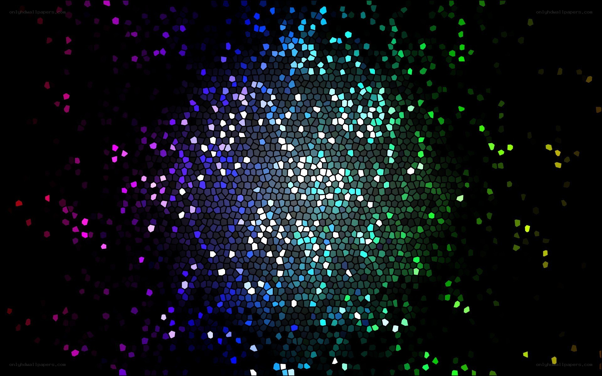 colorful mosaic particle explosion