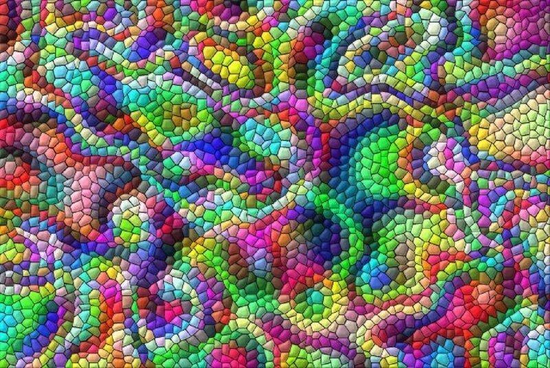 Colorful Mosaic Pattern — Green, Vibrant, Abstract