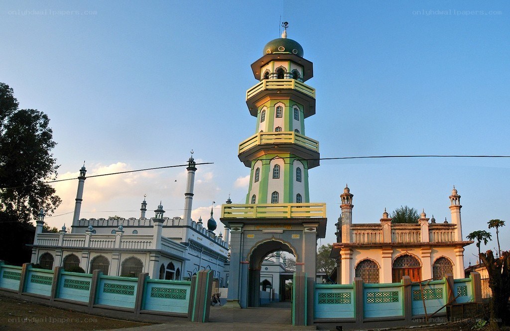 Colorful mosque with minaret