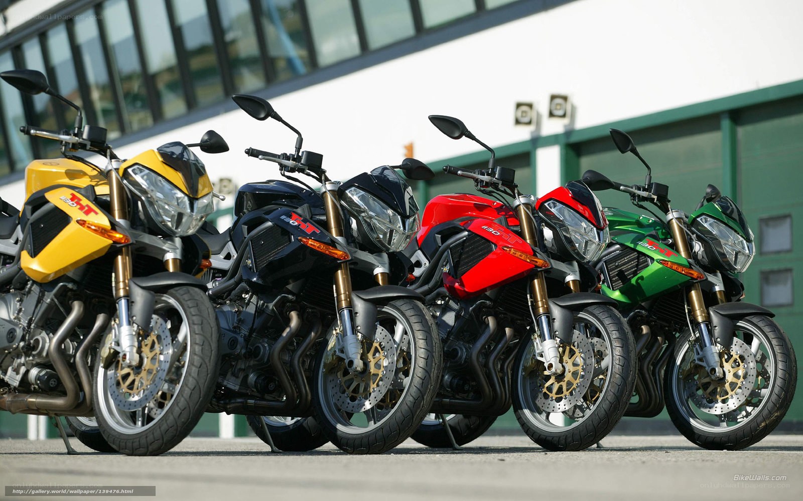 Colorful motorcycle lineup