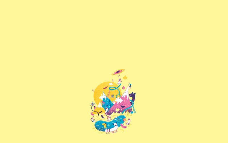 Colorful Mountain Illustration — Yellow
