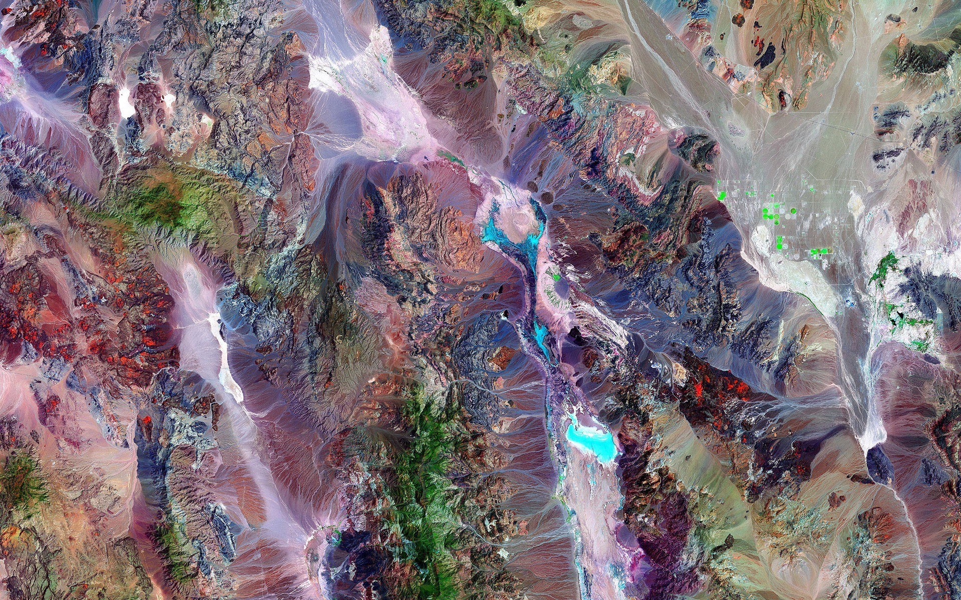 Colorful mountain landscape from space