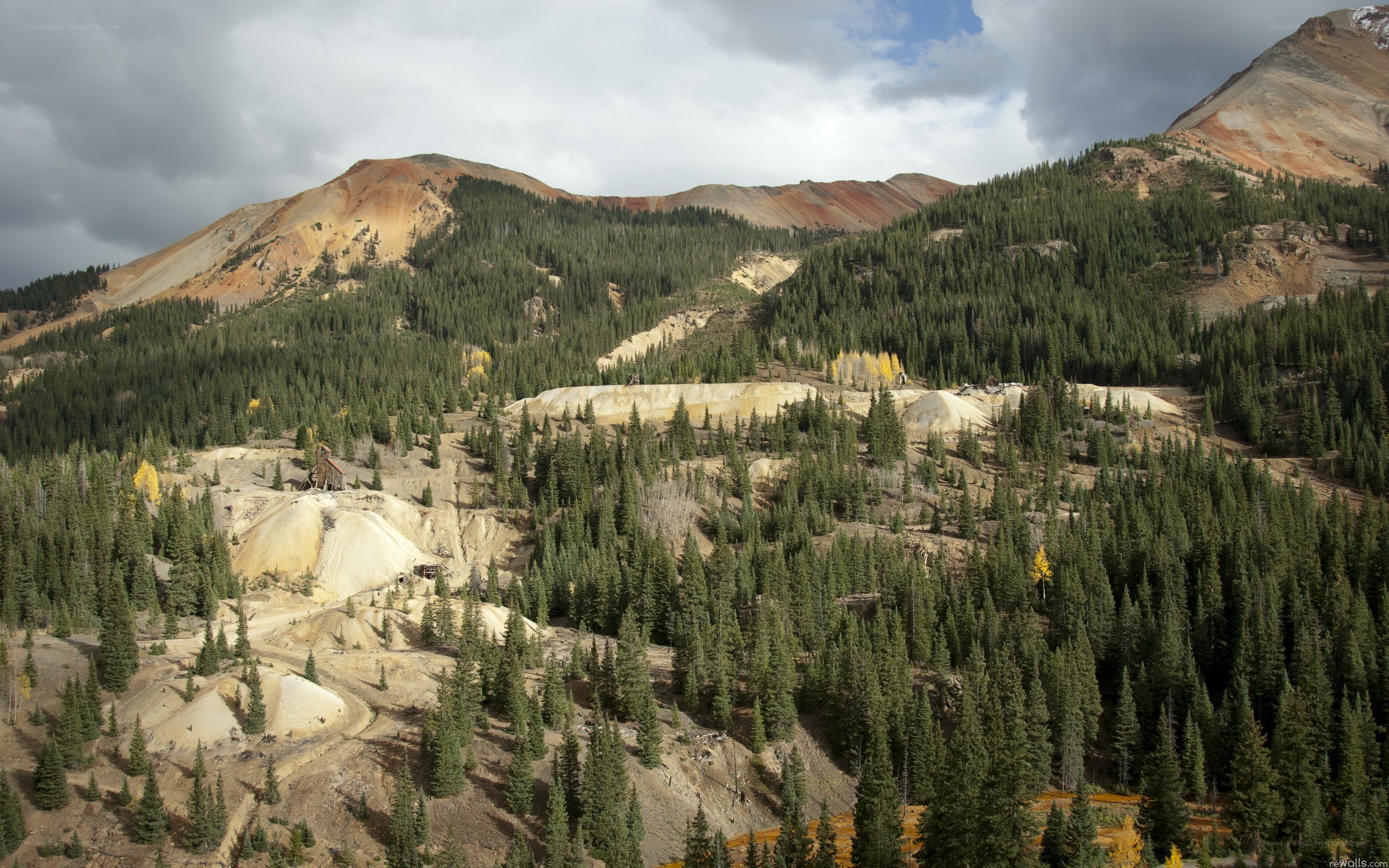 colorful mountain mining site