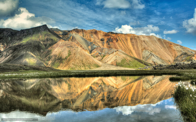 Colorful Mountain Reflection — Blue, Serene