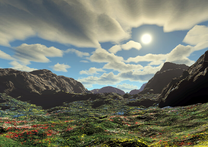 Colorful Mountain Valley — Green