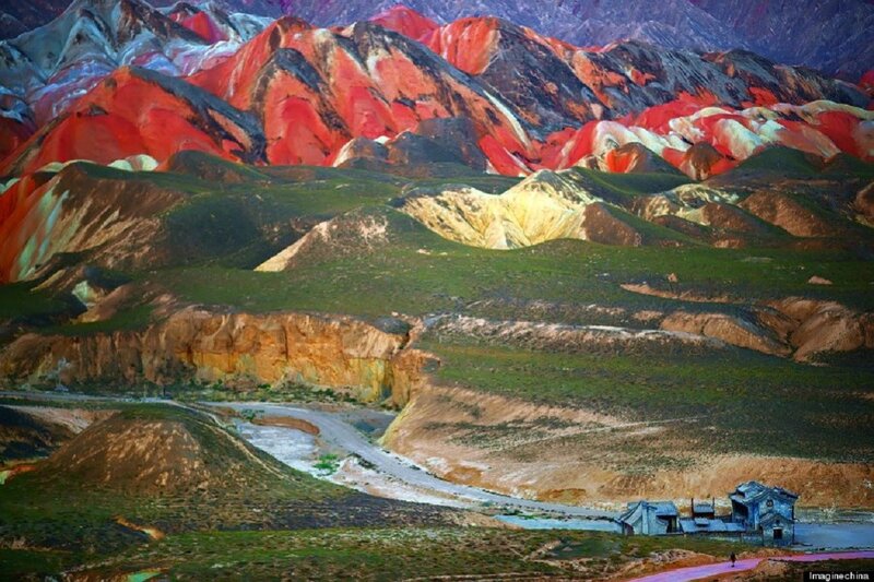 Colorful Mountains Landscape — Red