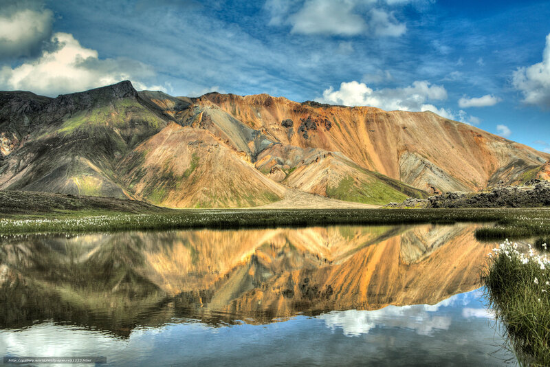 Colorful mountains reflected in a lake