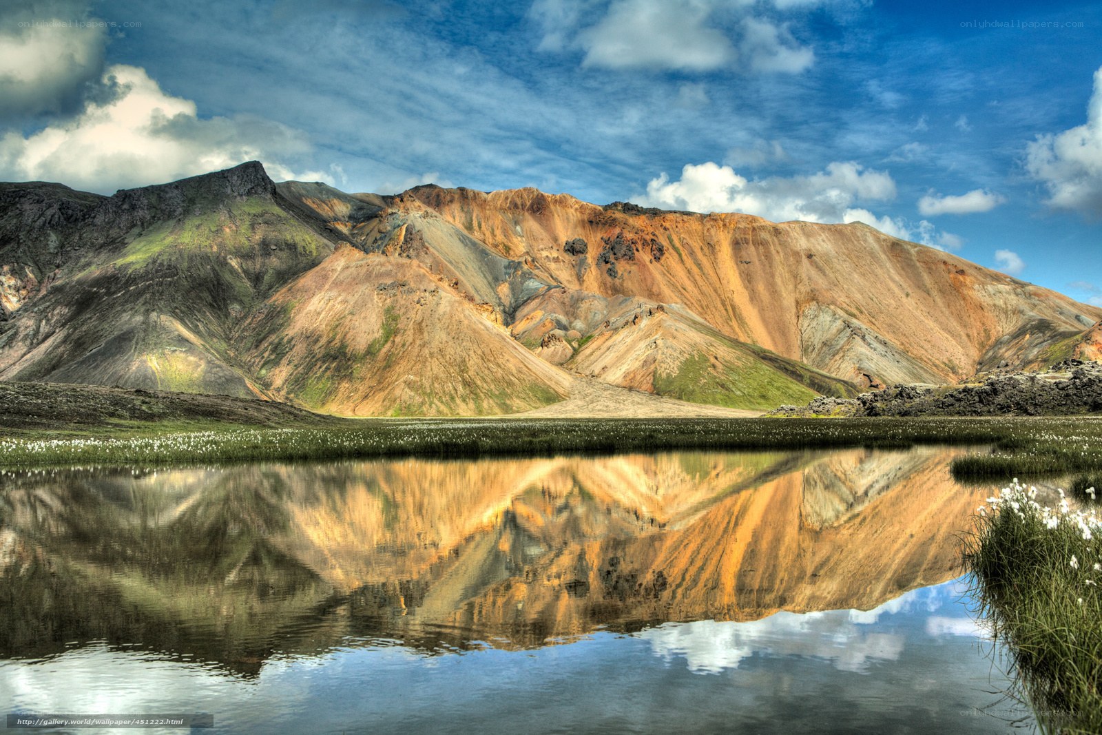 Colorful mountains reflected in a lake