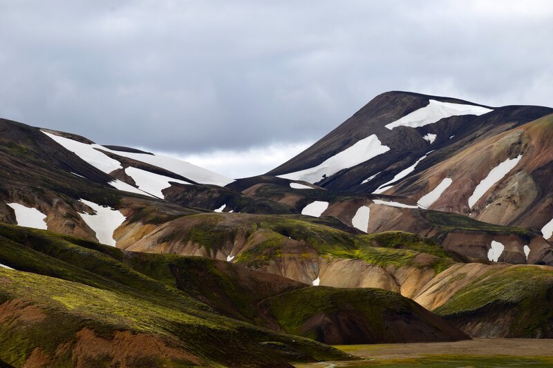 Colorful Mountains with Snow — Green