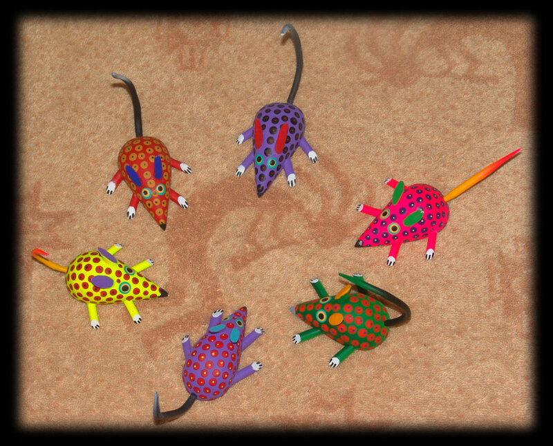 Colorful mouse figurines
