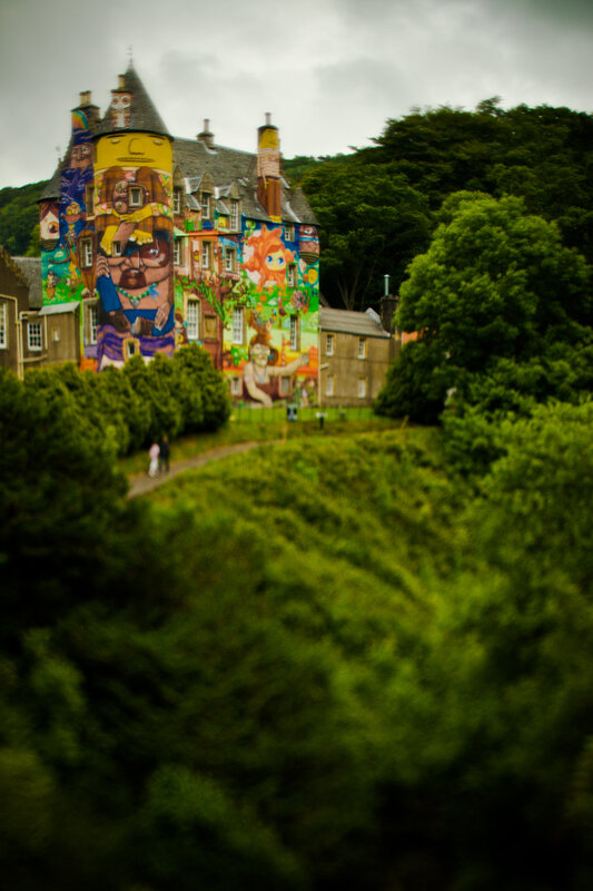 Colorful mural on a castle