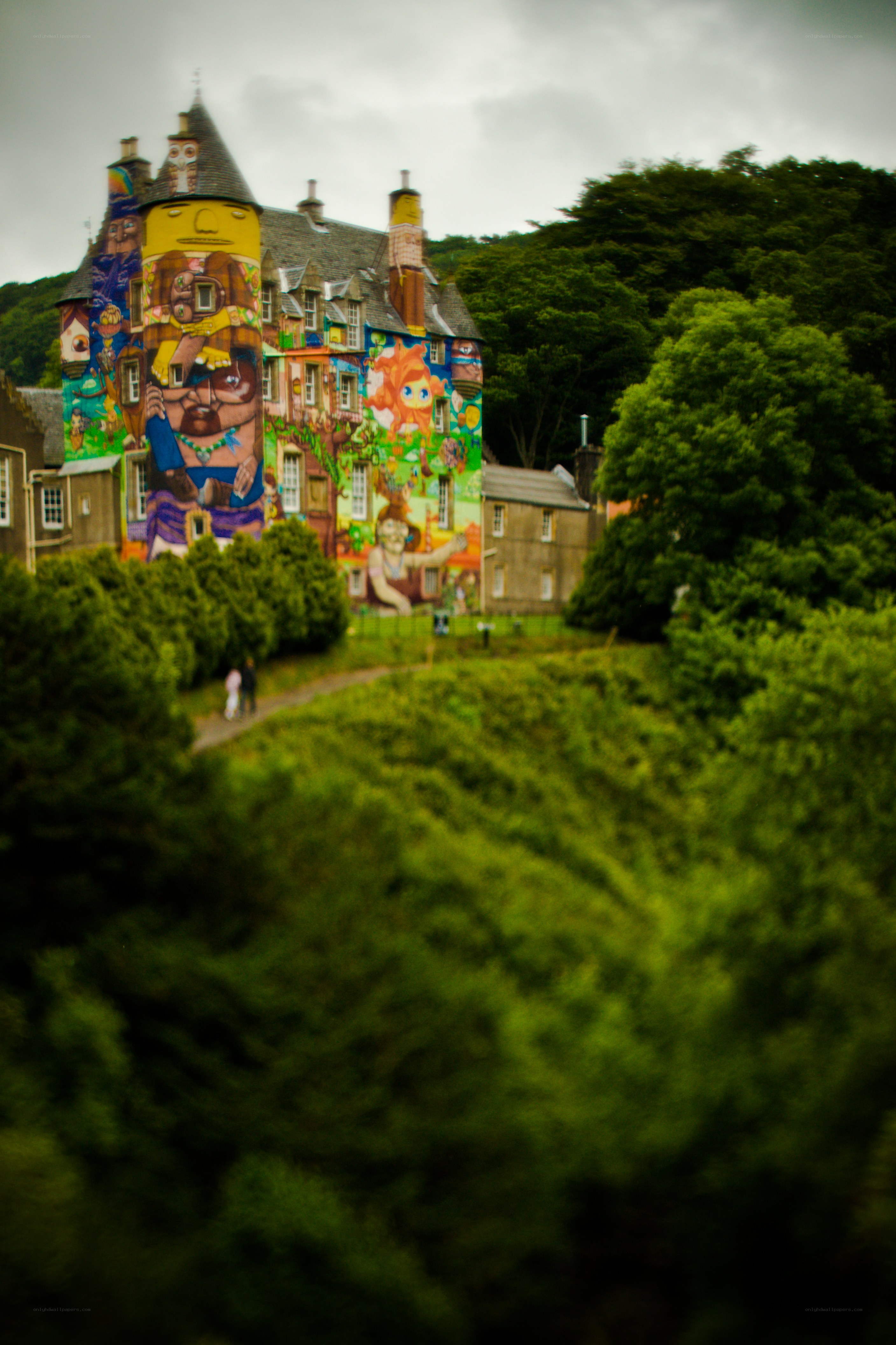 Colorful mural on a castle