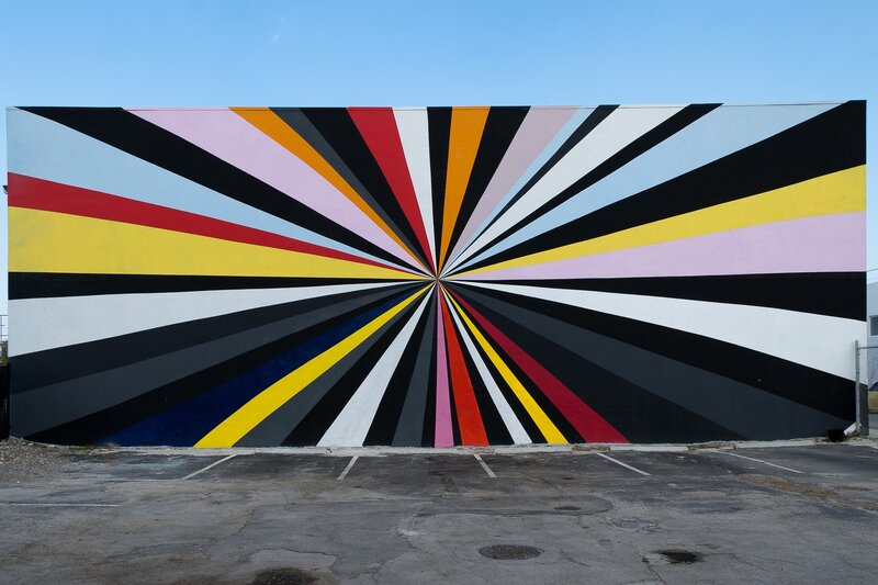 colorful mural with radiating stripes