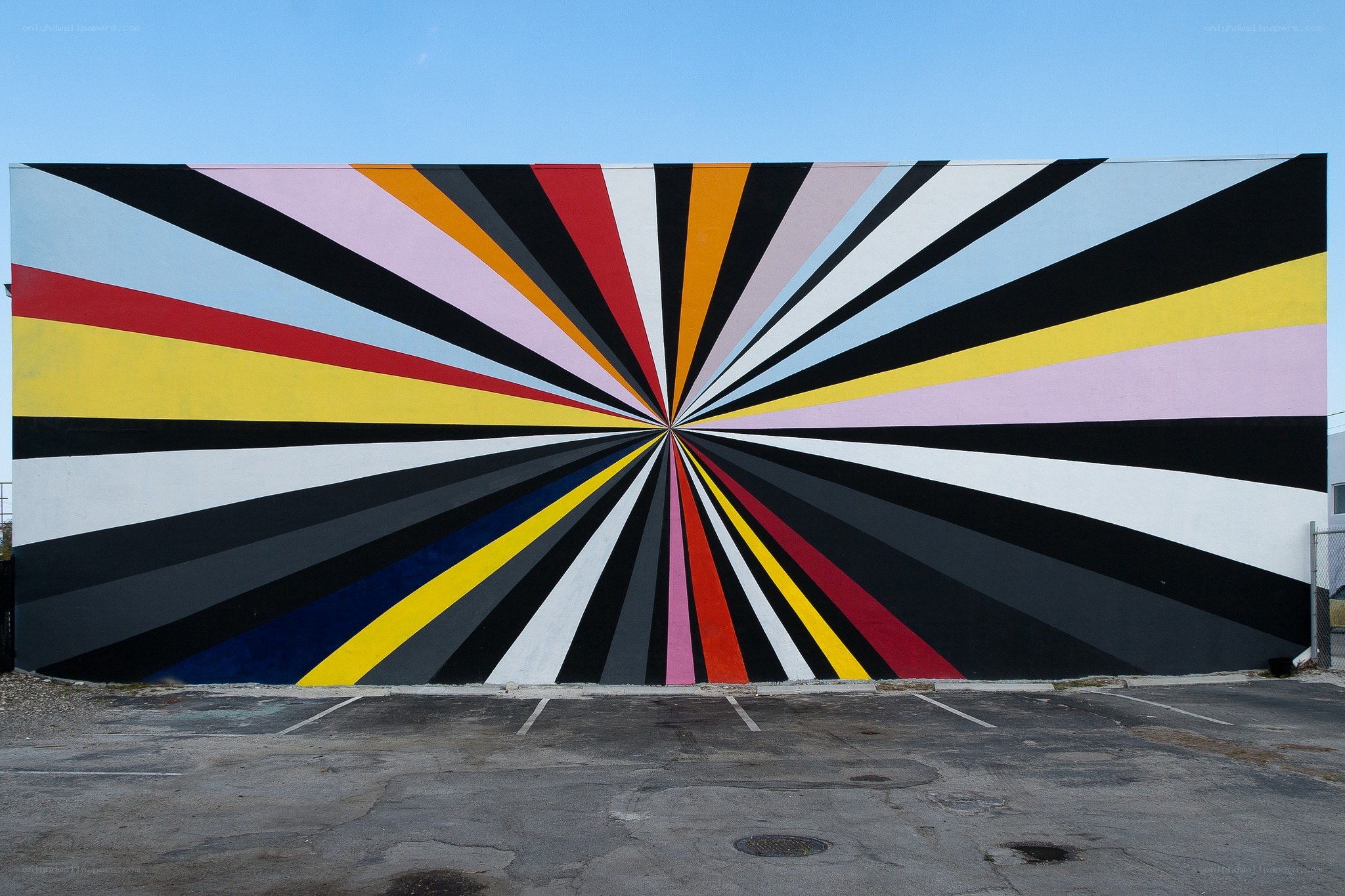 colorful mural with radiating stripes