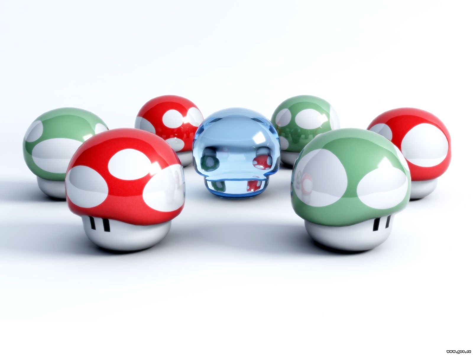 Colorful mushroom characters