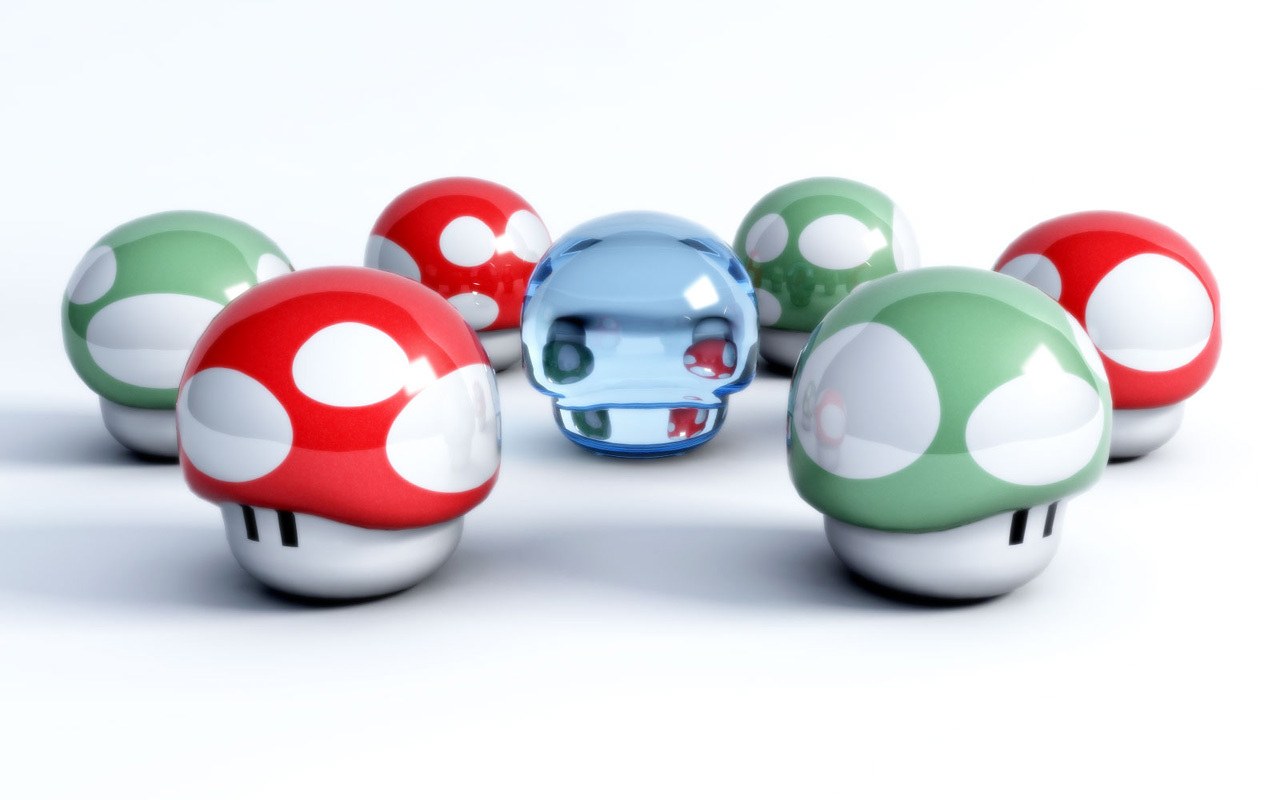Colorful mushroom characters