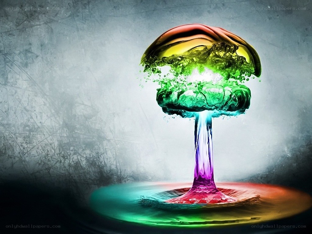 Colorful mushroom cloud explosion