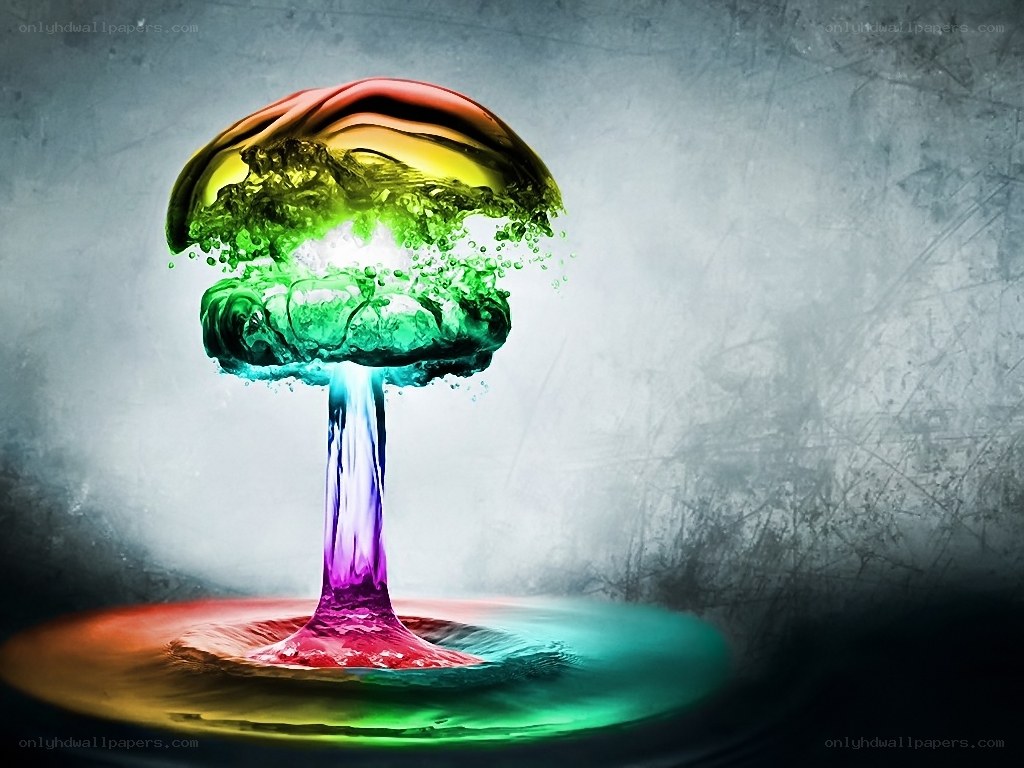Colorful mushroom cloud explosion