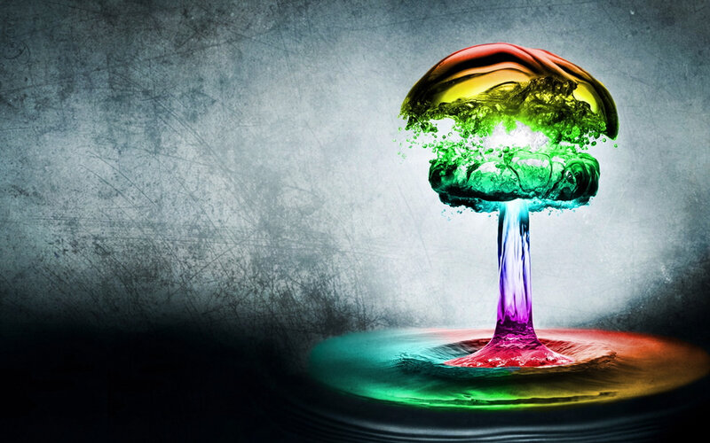 Colorful Mushroom Cloud — Green, Dramatic