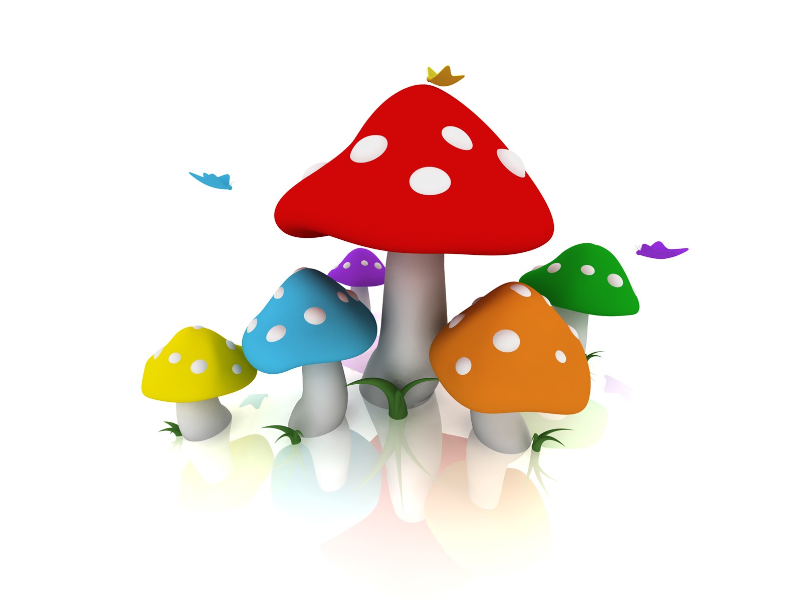 Colorful mushroom cluster